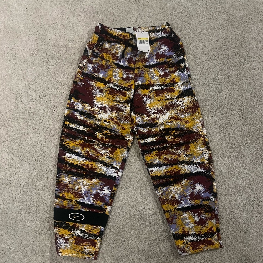Nike Women's Maroon, Mustard & Black Abstract Print Pants